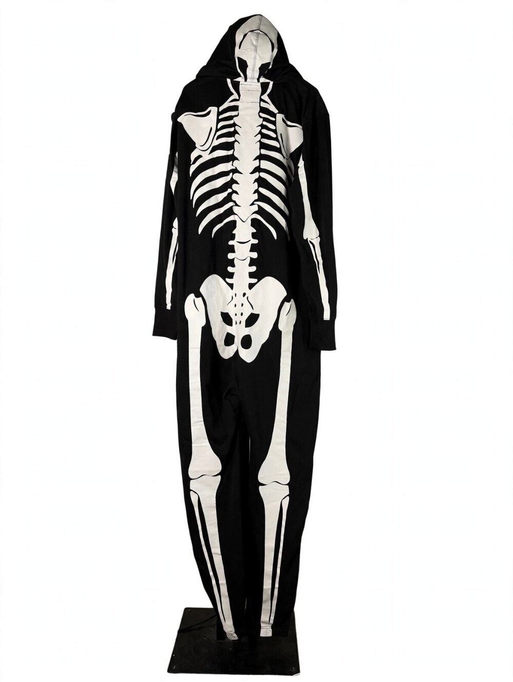 Tipsy Elves Skeleton Jumpsuit Large Hooded Zip Costume Black White Halloween